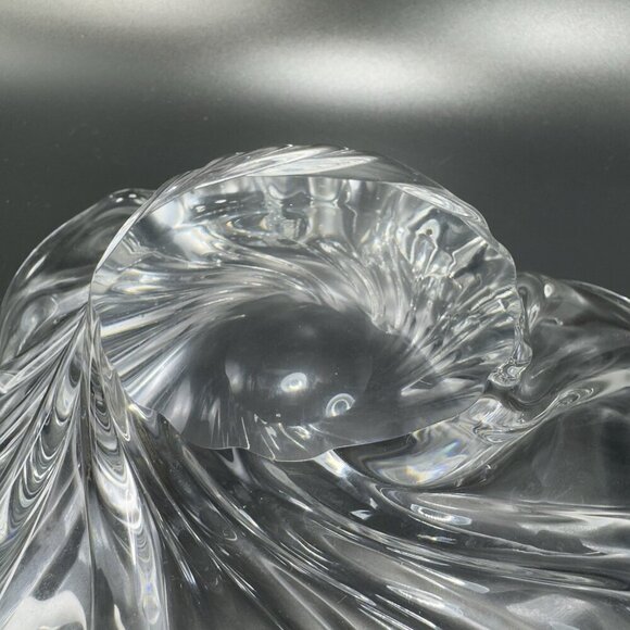 Vintage 1980s Venetian Clear Glass Dish Bowl Centerpiece Made In Italy Decor VTG - Picture 4 of 15